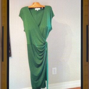 Lark & Ro Green Midi Wrap Dress